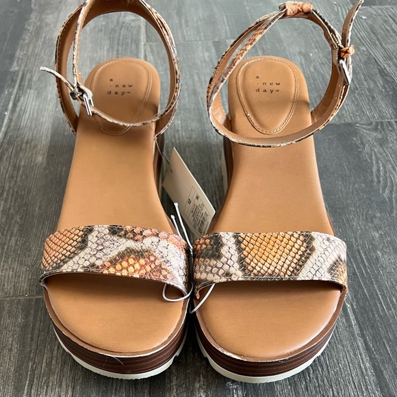 a New Day™ Women's Abigail Heels - Faux-leather Sandals Ankle Strap Snakeskin 12 - Picture 5 of 11